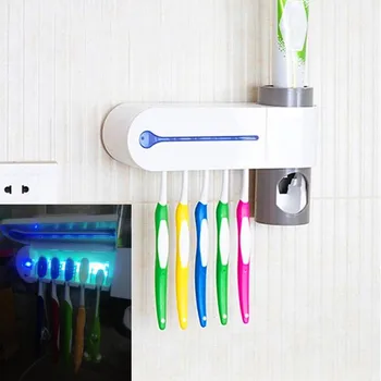 

2 in 1 UV Light Toothbrush Sterilizer with Automatic Toothpaste Dispenser Ultraviolet Antibacteria Toothbrush Toothpaste Holder