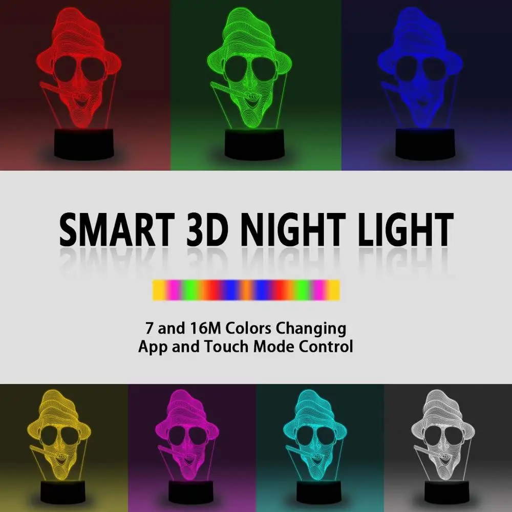 NiteApps 3D клоун уложил яйцо ночник стол Иллюзия украшение лампа подарок на день рождения приложение/сенсорный контроль