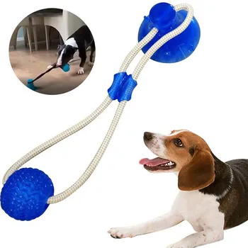 

Funny Pet Dog Tug Toys Pet Molar Bite Dog Toys Rubber Chew Suction Cup Ball Tooth Cleaning Toy For Small Medium Puppy 1PC