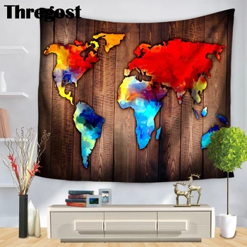 

Thregost Wall Hanging Tapestry World Map Printed Polyester Rectangle Wall Rug Boho Christmas Room Decoration Wall Decor Cloth