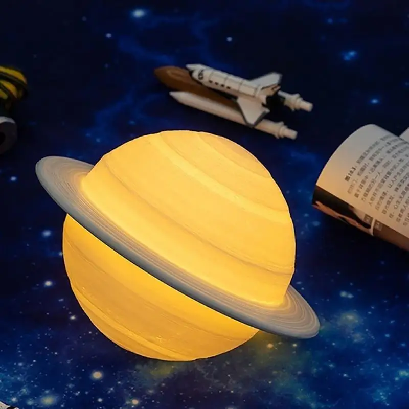 Neue 3D Druck Saturn Lampe mond lampe 16 Farben Ändern Touch Usb