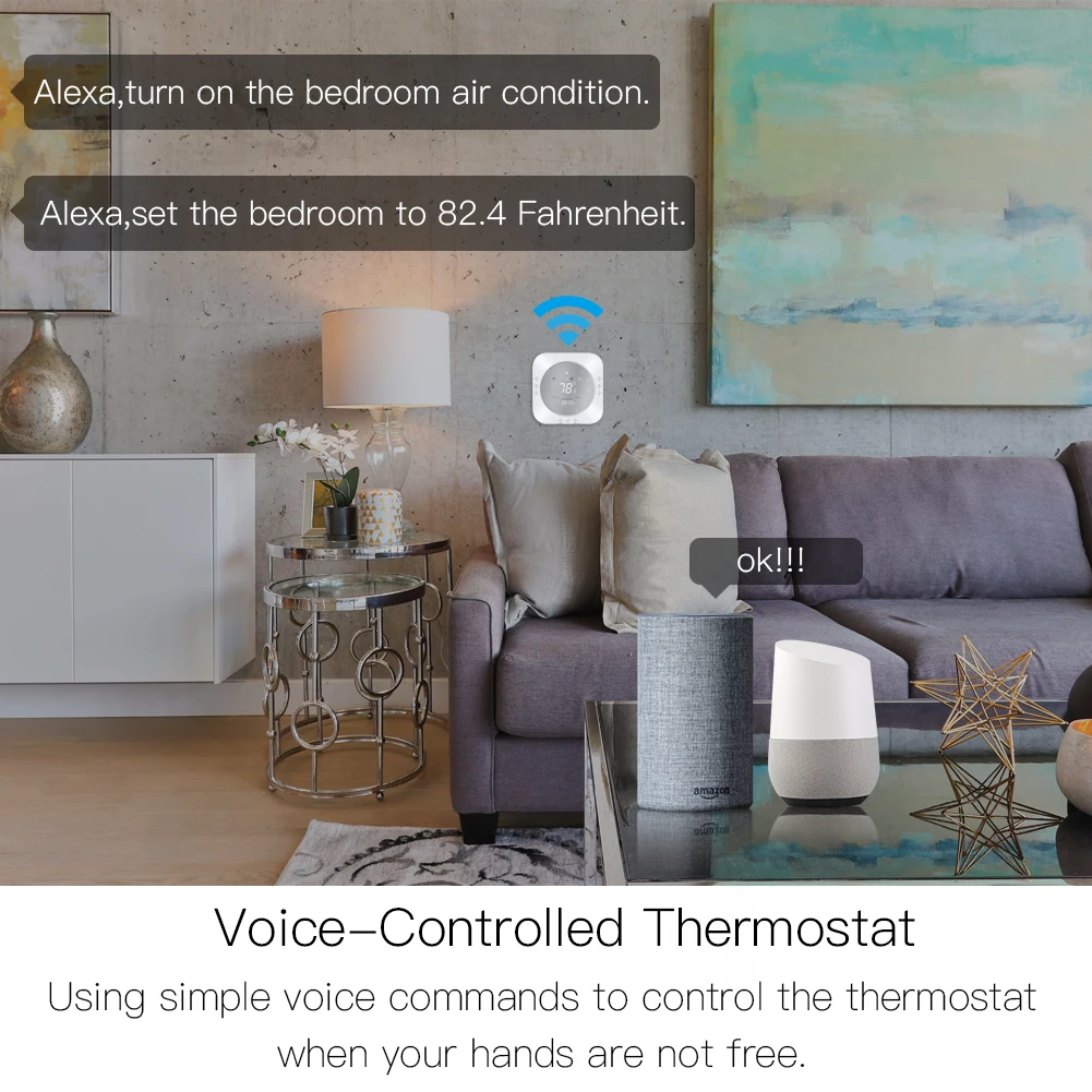WiFi Smart Heat Pump 24V Thermostat Temperature Controller Smart Life/Tuya APP Remote Control,Works with Alexa Google Home