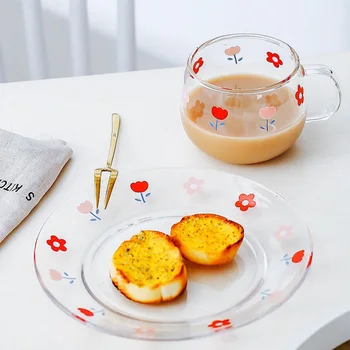 

2Pcs Durable Lovely Transparent High Quality Prime Sturdy Dessert Plate Food Container Salad Plate Glass Plate Food Serving Plat