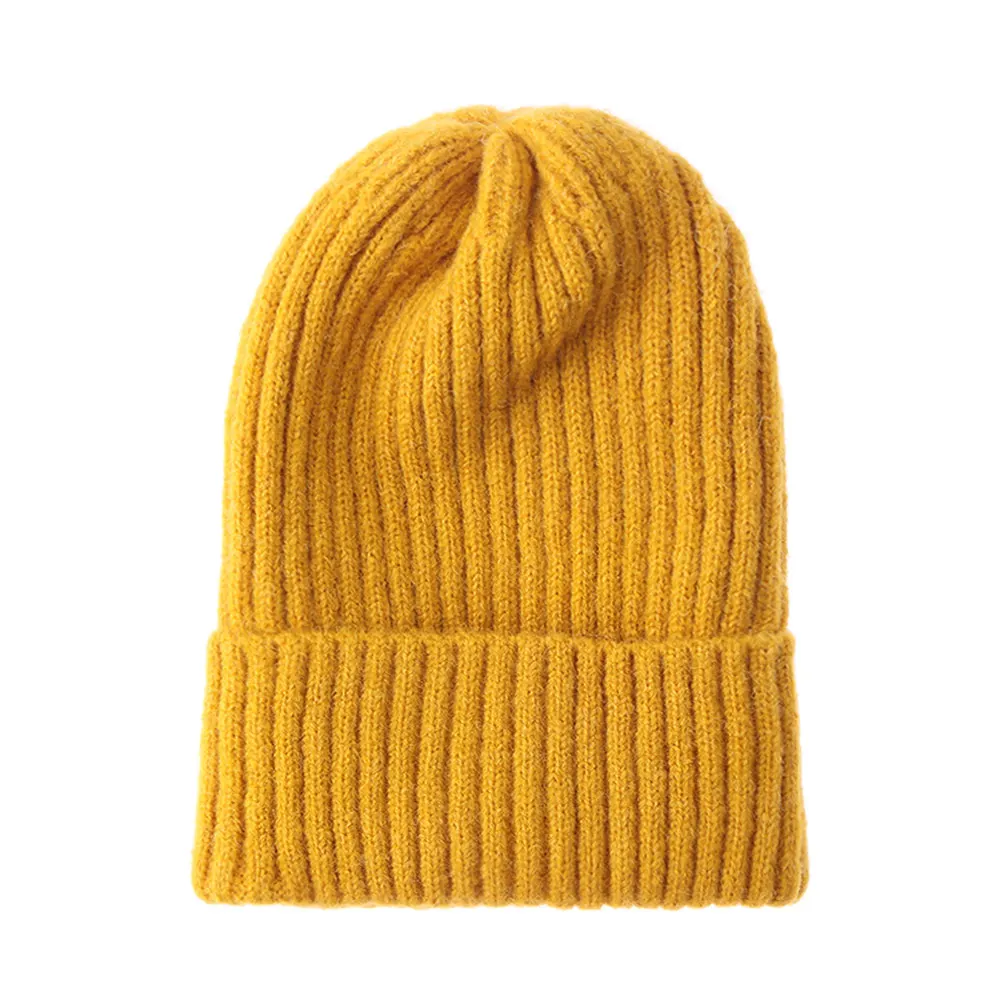 yellow 1 предмет; Новинка; модные однотонные Цвет теплая шерсть вязать шапочки хеджирования шапка, вязаная шапка-носок капот Для женщин Для мужчин Мягкая Теплая Лыжная Шапка Повседневное шляпа - Цвет: yellow