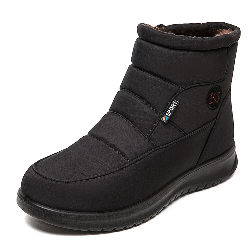 Winter Boots Ankle Boots Winter Ankle Boots Women Waterproof Women Snow Boots Black Round Toe Shoes Woman Comfortable Female Flat Sneakers Big Size