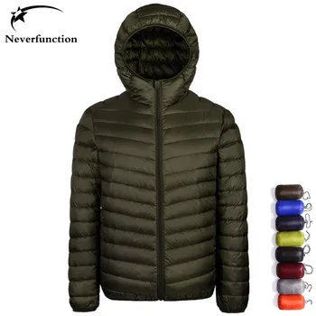 

New 2019 Warm winter Ultralight Men Windproof waterproof Hooded down jacket Lightweight Overcoats Casual Classic Coats Plus Size