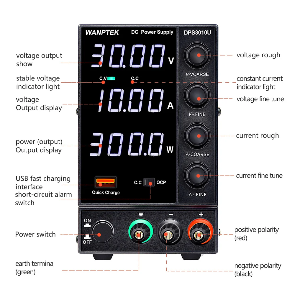 Wanptek ajustável dc fonte de alimentação 30v