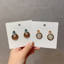 S925 Серебряная игла корейская мода овальные контрастные серьги-гвоздики Ретро французские простые серьги женские вечерние Ювелирные изделия Подарки