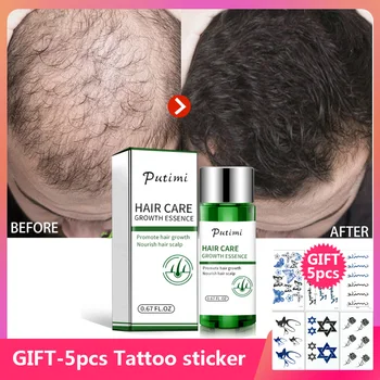

PUTIMI Hair Growth Serum Preventing Baldness Hair Loss Repair Powerful Thick Hair Growth Serum Products with 5Pcs Tattoo Sticker