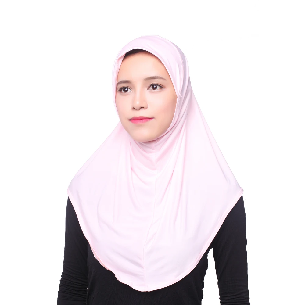 Красота мусульманский хиджаб исламский Тюрбан-Джерси Женский черный ниндзя подшарф шапки мгновенный головной шарф полное покрытие внутренние покрытия шапки - Цвет: Pink