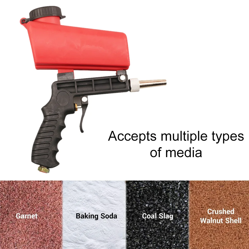 Portable 90psi Adjustable Sand Blasting Machine Gravity Sandblasting Gun Small Handheld Pneumatic Sandblasting Gun Set