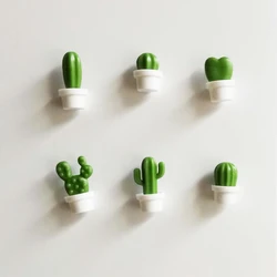 Set of 6 Cute 3D Succulent Cactus Fridge Magnets for Home and Kitchen Decor (White)