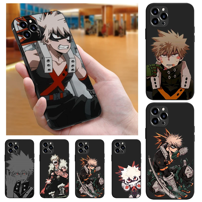 Силиконовый черный матовый чехол для телефона Katsuki Bakugo My Hero моя геройская