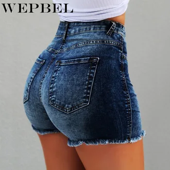 

WEPBEL Women Sexy Casual Tassel High Waist Jeans Shorts Summer Mini Denim Shorts Ladies Jeans Vintage Short Pants