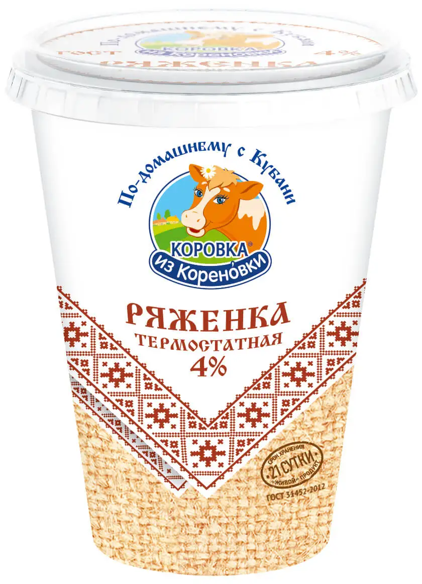 Коровка из Кореновки Ряженка термостатная 4% 350г |