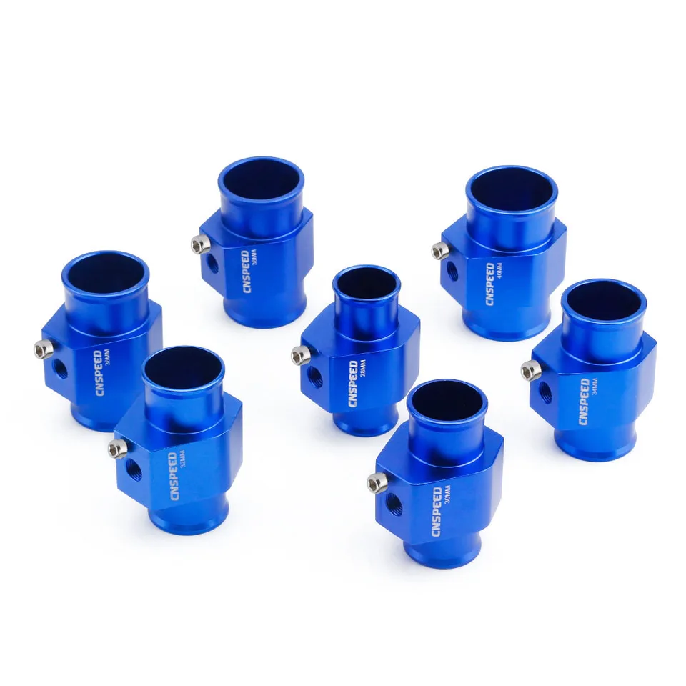 Tongze 32mm 1/8" NPT Water Temp Meter Temperature Gauge Joint Pipe Adapter, Aluminum Radiator Sensor Adapter With Hose Clamps