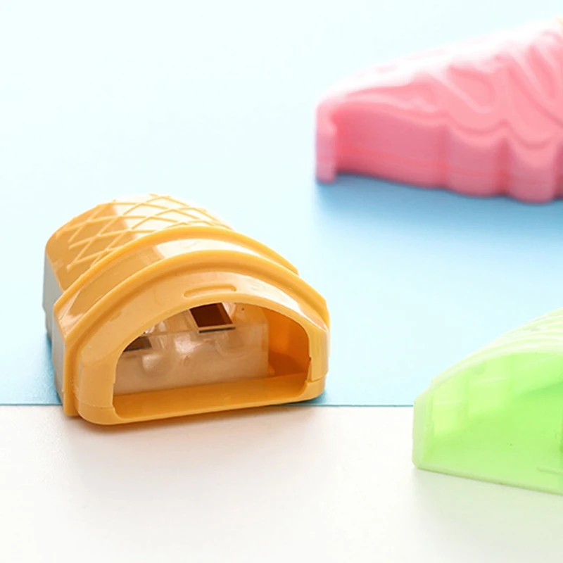Creative Cute Ice Cream Pencil Sharpener Sweet Tube Double Hole Shape Pencil Sharpener Promotional Gift Stationery Random Color