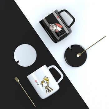 

Devil's Love Original Design Couple Mug Mark Cup Creative Personality Trend Ceramic Water Cup With Lid 360ML Spoon Coffee Cups