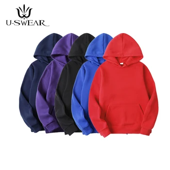 

Multicolor Solid Color Fleece Hooded Sweater With pocket Couple Style Blank Loose Pullover Sweater Pullover Hoodies Women Casual
