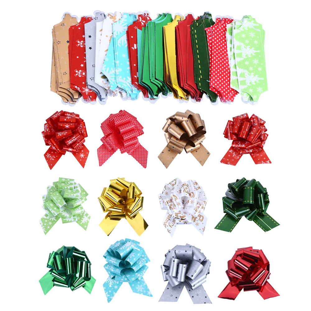 

12 Pcs Wedding Events Birthday Decoration Pull Bow Gift Ribbons Flower Wrappers for Happy New Year Christmas Gifts Decoration