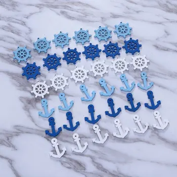 

300PCS Creative Durable Fashion Wooden Pendants Rudder Pendants Anchor Ornaments for Scrapbooking Decoration Home