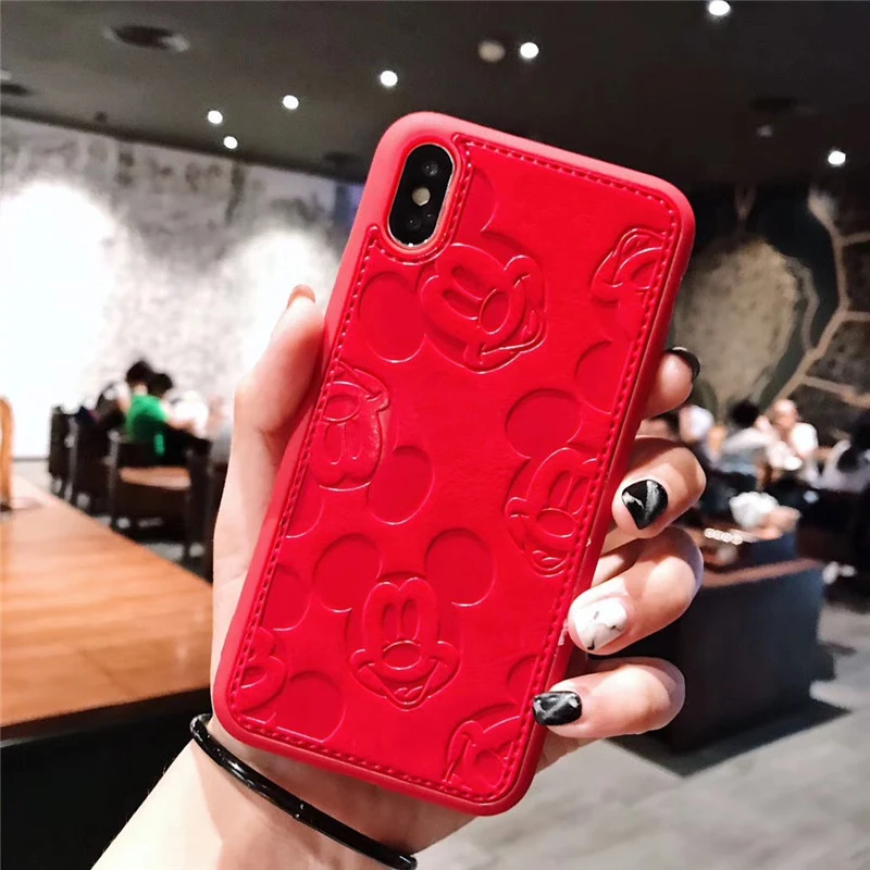 5 Популярный кожаный чехол с рисунком Минни Маус для iPhone 11 Pro X Xs Max XR 8 7 6 6S Plus, милый мягкий кожаный чехол с 3D тиснением - Цвет: 5