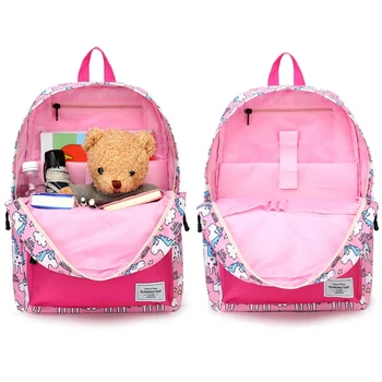 

Color-matching Unicorn Three-piece Primary And Middle School Students Schoolbag Children Meal Bag Pencil Case
