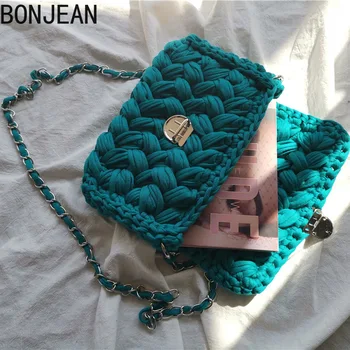

New the Same Hand-Woven Women's Messenger Hand Warmers Package DIY Personalized Net Red Crochet Woven Bag Fashion Classic