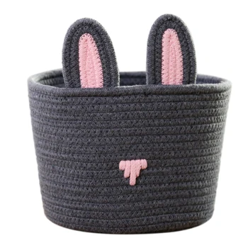 

Promotion! Natural Cotton Rope Woven Storage Basket Box Rabbit Organiser Bin for Nursery Kid's Room Baby Toys Cosmetics Home Dec