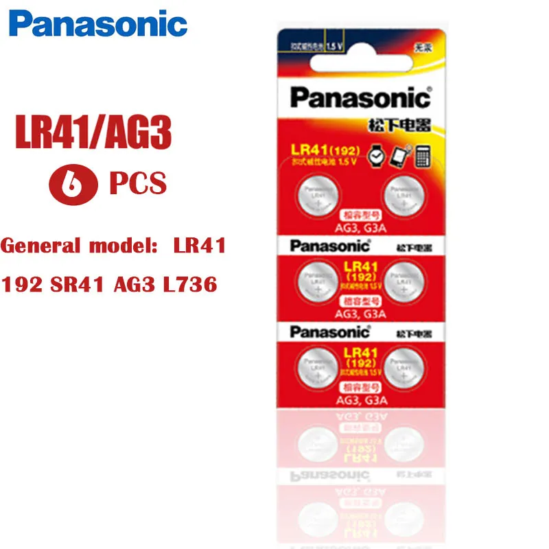 6 шт. Panasonic 192 оригинальные 1 5 в 0% Hg батарейки LR41 SR41 AG3 G3A L736 392A для калькулятора