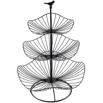 

3 Layer Fruit Plate Countertop Metal Fruit Basket Black Retro Style Tray Rack Household Kitchen Supplies Storage Basket