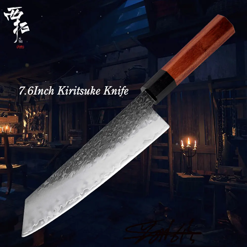 Kiritsuke Knife XITUO нож шеф-повара трехслойный композитный из нержавеющей стали ручной ковки японский кухонный нож Кливер обвалка кирицукэ кулинарный нож - Цвет: Kiritsuke Knife