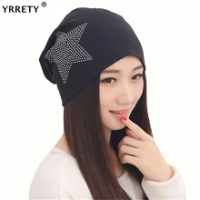 YRRETY, вязанные шапочки Skullies, унисекс, для женщин, весна, осень, уличная, повседневная, Спортивная, хип-хоп кепка, шапочки, модные, со стразами, со звездами