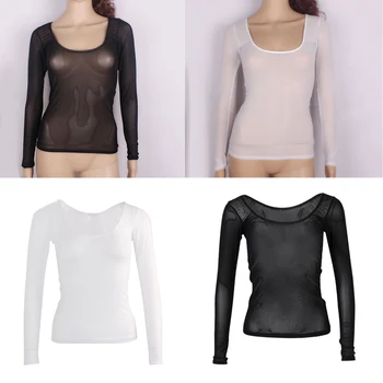 

2 Pieces Breathable Square Neck Long Sleeve Tops For Belly Dance, Dance Practice