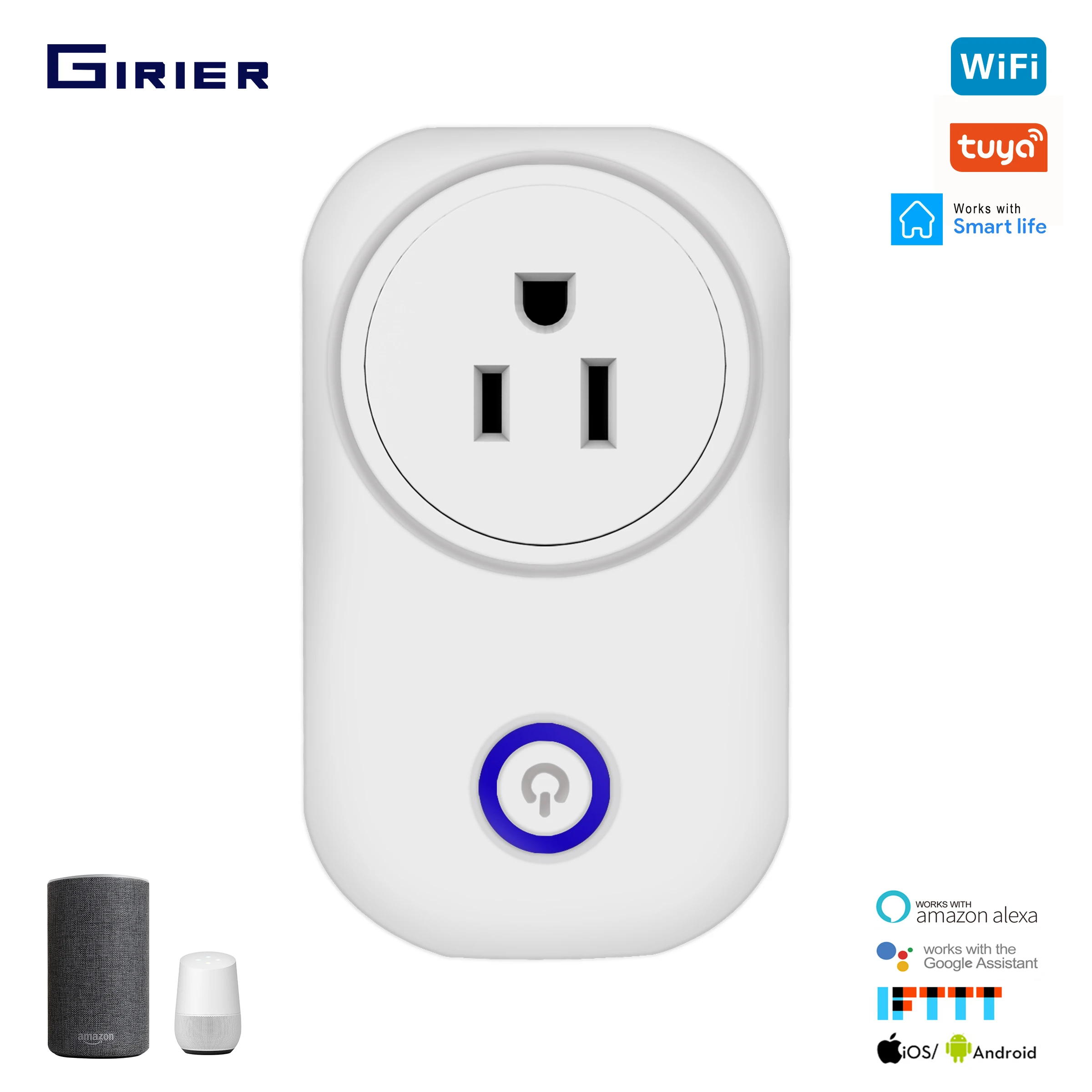 

Wifi Smart US Power Plug 16A Energy Monitoring Tuya Smart Life App Wireless Control Smart Socket Works with Google Home Alexa
