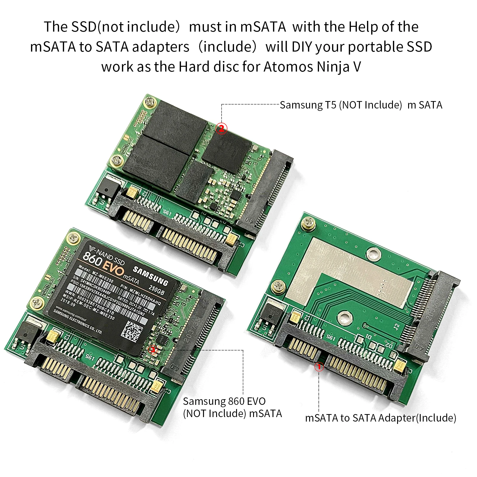 Dissipação de Calor Msats para Sata Liga de Alumínio para Atmos Andycine Lancheira Disco Rígido Caixa Gabinete Ninja v Ssd Case - Image 6
