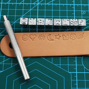 

8Pcs Metal Stamping Punch Tool For Leather Carving Stamp Tools DIY Tanned Leather Craft Printing Punch Stamps Set Patterns