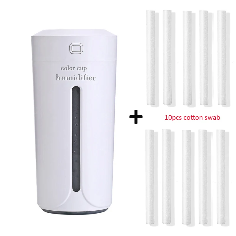 White and 10 filters 230 мл увлажнитель воздуха, USB очиститель воздуха, освежитель воздуха, светодиодный Ароматерапевтический диффузор, распылитель для дома, авто, мини-увлажнители воздуха для автомобиля - Цвет: White and 10 filters