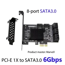 Aliexpress - 8 Ports SATA 3.0 to PCIe Expansion Card PCI Express SATA Adapter SATA 3 Converter with Heat Sink for HDD PCIE SATA