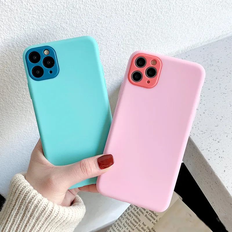 

USLION Camera Lens Shockproof Soft Silicone Phone Cover For iPhone 11 Pro Max X XR XS Max 7 8 7Plus Candy Color Back Cases Cover