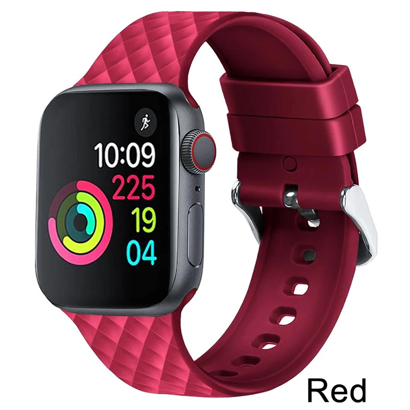 RED Силиконовый ремешок для apple watch 5 ремешок 44 мм 40 мм iwatch ремешок 42 мм 38 мм тканый узор браслет ремешок для apple watch 4 3 2 1 - Цвет ремешка: RED