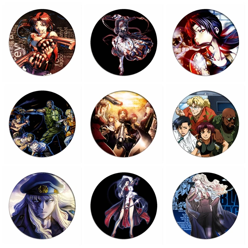 

Black Lagoon Cosplay Badges Revy Rebecca Brooch Icon Collection Rock Balalaika Breastpin for Backpacks Clothing