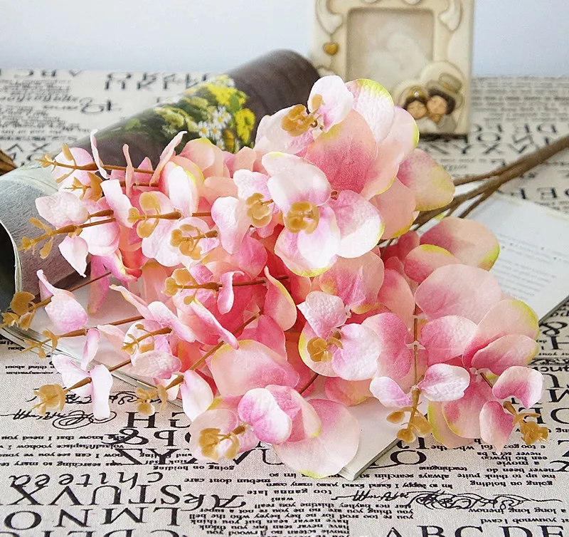Pink Искусственные черные листья эвкалипта, европейские искусственные цветы, лист денег, свадебные украшения для дома, отеля, вечерние украшения, 1 шт - Цвет: Pink