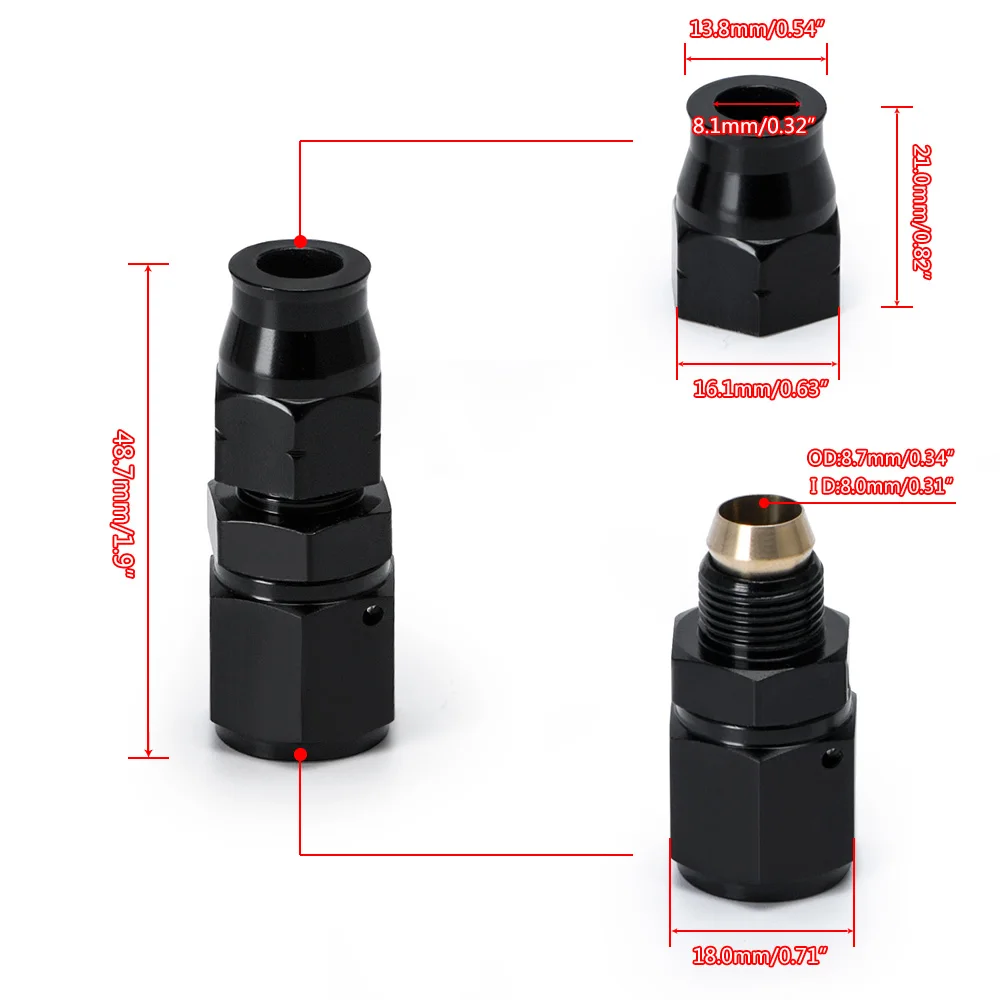 WLR-BLACK Tucked Fuel line fittings Kit-Inline Filter For Honda Civic Integra B/D Series AN6 Filter EG EK DC2 CRX EF