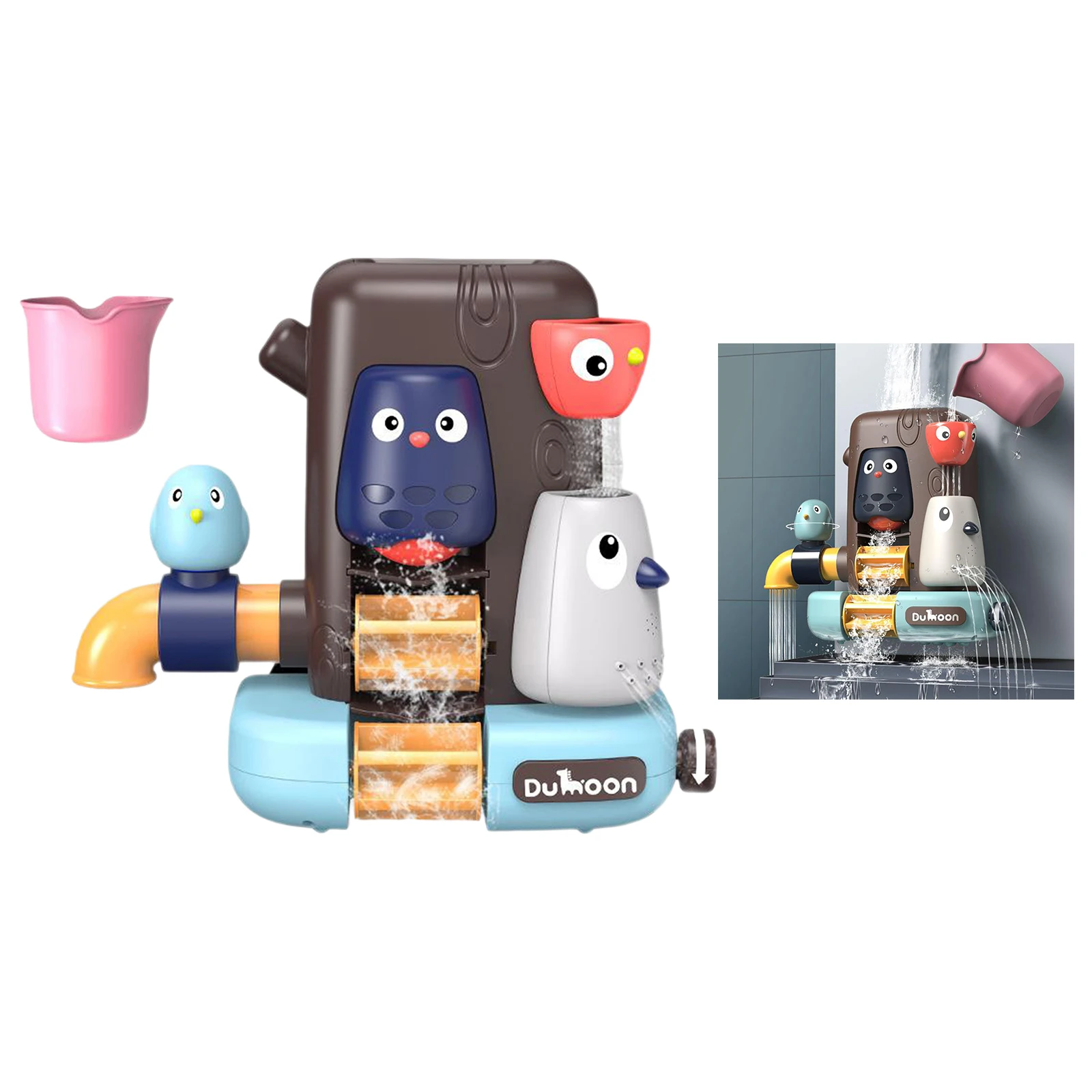 Cartoon 2-4 Year Old Kids Bath Toy Fill Spin and Flow Bathtub Wall Adhesive