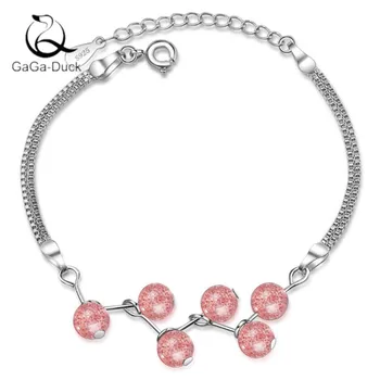 

New Fashion Jewelry Exquisite Personality Natural Strawberry Crystal Branch 925 Sterling Silver Lightning Women Bracelets B175