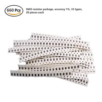 

1 Set 0603 Smd Resistance Kit Assortment Kit 1Ohm-1M Ohm 1% 33 Values X 20 Pieces 660 Units Sample Kit