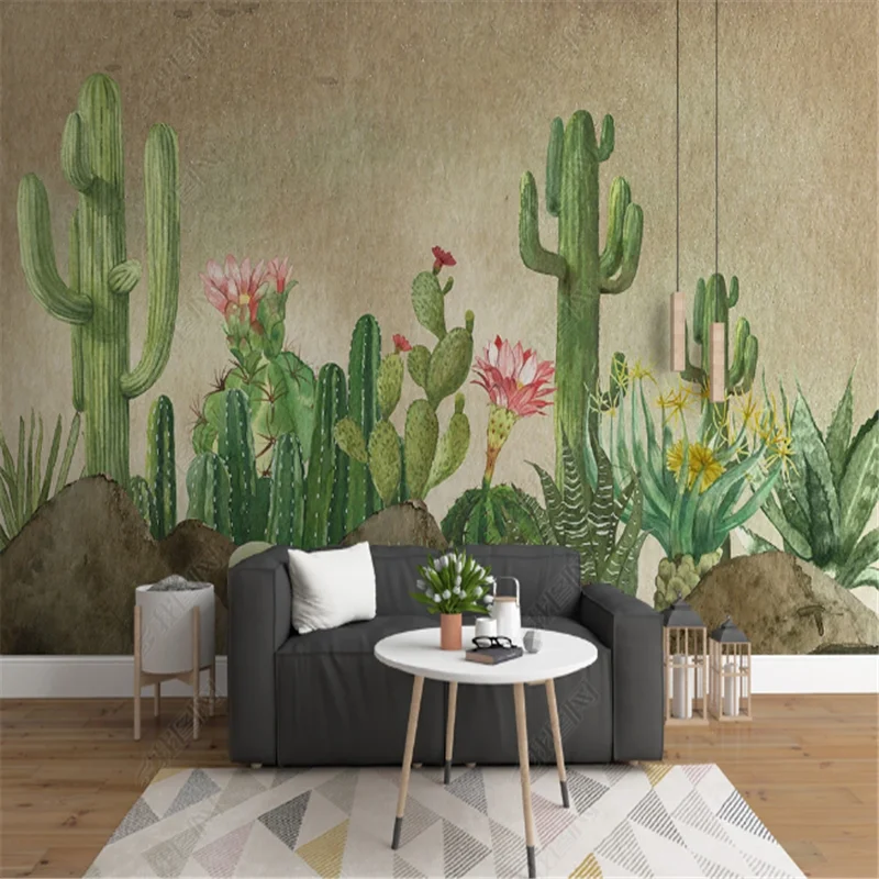 Modern Minimalist Mural Hand-painted Plant Cactus Wallpaper For Living Room  Tv Background Wall Paper Home Decor Papel De Parede - Wallpapers -  AliExpress