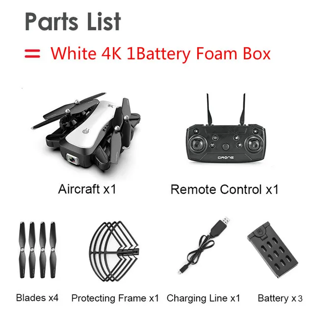 White 4k 1B Foam S36 Дроны с камерой hd Дрон 4k Квадрокоптер оптическое позиционирование потока мини карманный Дрон Следуйте за мной жеста Фото Видео Дрон - Цвет: White 4k 1B Foam