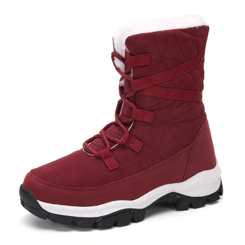 

Women Large Size Boots Winter New Style Women Thick Plush Plus Velvet Warm Famale Snow Boots Cold Resistant Non-slip Snow Boots